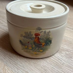 Shakers and Thangs Pottery canister and bowl with Rooster